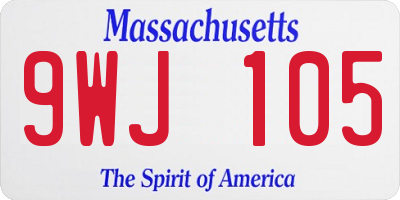 MA license plate 9WJ105