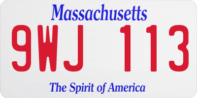 MA license plate 9WJ113