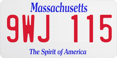 MA license plate 9WJ115