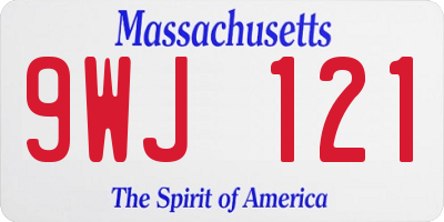 MA license plate 9WJ121
