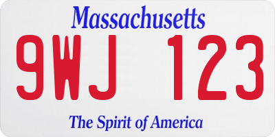 MA license plate 9WJ123