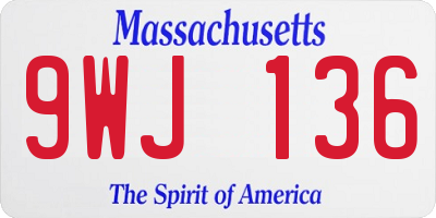 MA license plate 9WJ136