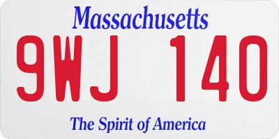 MA license plate 9WJ140