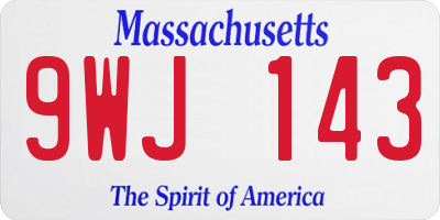 MA license plate 9WJ143