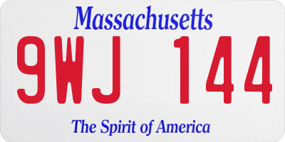 MA license plate 9WJ144