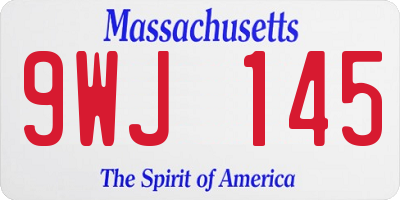 MA license plate 9WJ145