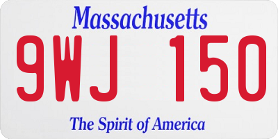 MA license plate 9WJ150