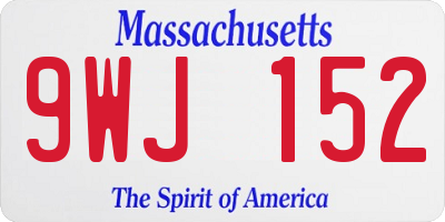 MA license plate 9WJ152