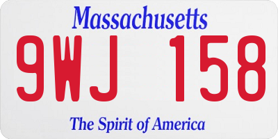 MA license plate 9WJ158