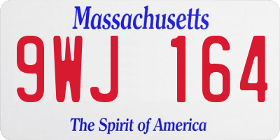 MA license plate 9WJ164