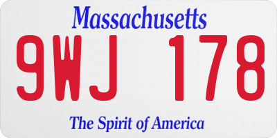 MA license plate 9WJ178