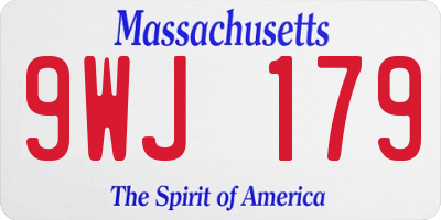 MA license plate 9WJ179