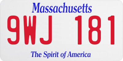 MA license plate 9WJ181