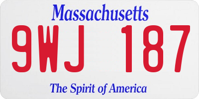 MA license plate 9WJ187