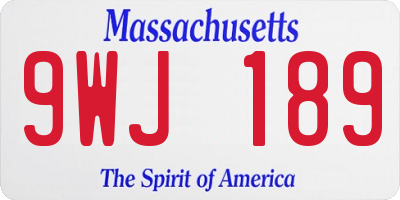 MA license plate 9WJ189