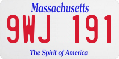 MA license plate 9WJ191