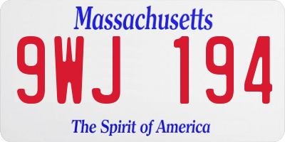 MA license plate 9WJ194