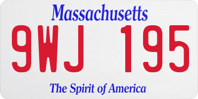 MA license plate 9WJ195