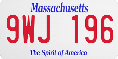 MA license plate 9WJ196