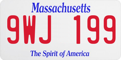 MA license plate 9WJ199