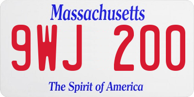 MA license plate 9WJ200