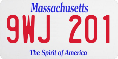 MA license plate 9WJ201