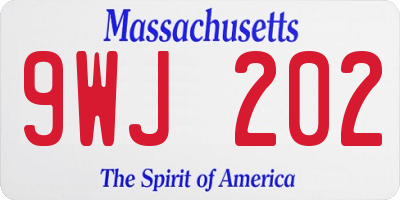 MA license plate 9WJ202