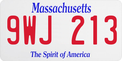 MA license plate 9WJ213