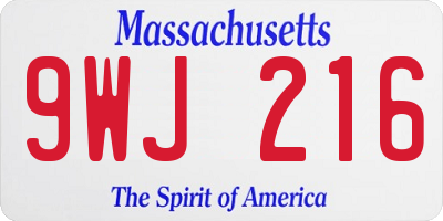 MA license plate 9WJ216