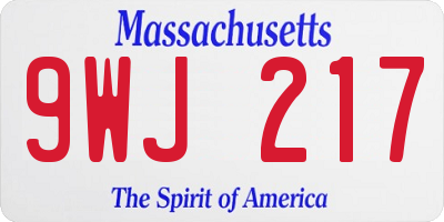 MA license plate 9WJ217