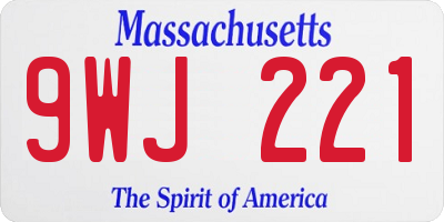 MA license plate 9WJ221