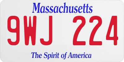 MA license plate 9WJ224