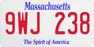 MA license plate 9WJ238