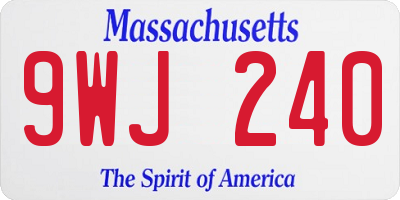 MA license plate 9WJ240