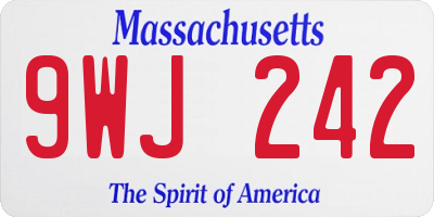 MA license plate 9WJ242