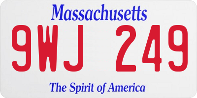 MA license plate 9WJ249
