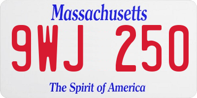 MA license plate 9WJ250