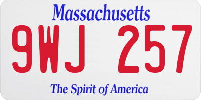 MA license plate 9WJ257