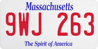 MA license plate 9WJ263
