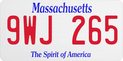 MA license plate 9WJ265
