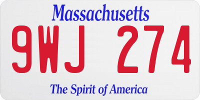 MA license plate 9WJ274