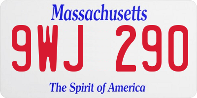 MA license plate 9WJ290