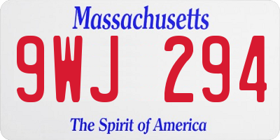 MA license plate 9WJ294