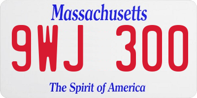 MA license plate 9WJ300