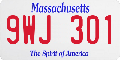 MA license plate 9WJ301