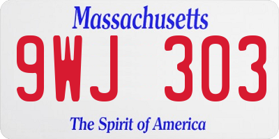 MA license plate 9WJ303