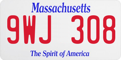 MA license plate 9WJ308