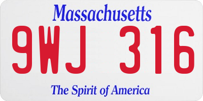 MA license plate 9WJ316