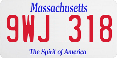 MA license plate 9WJ318
