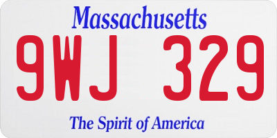 MA license plate 9WJ329